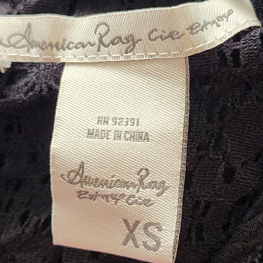 American Rag Tunic NWT Womens XS Black Lace Boho Festival Minimalist Bell Sleeve - Picture 5 of 9